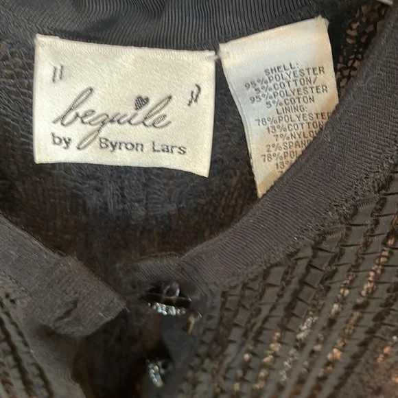 BEGUILE by Byron Lars absolutely stunning sheer knit dress with nude lining. EUC